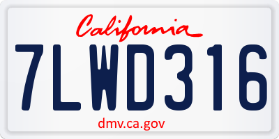 CA license plate 7LWD316