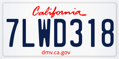 CA license plate 7LWD318