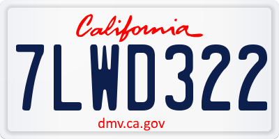 CA license plate 7LWD322