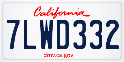 CA license plate 7LWD332