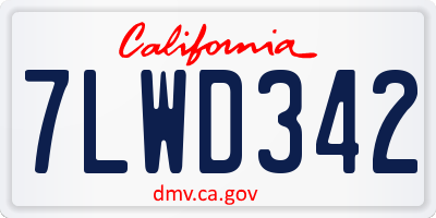 CA license plate 7LWD342