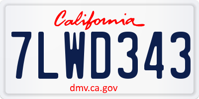 CA license plate 7LWD343
