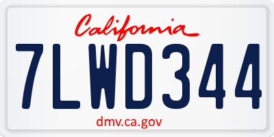 CA license plate 7LWD344