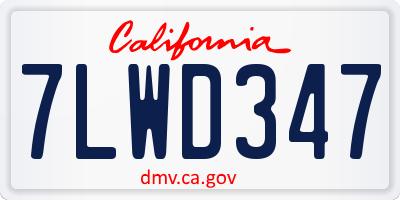 CA license plate 7LWD347