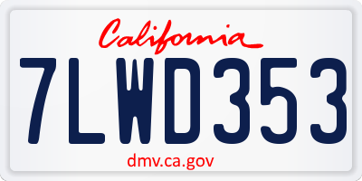 CA license plate 7LWD353