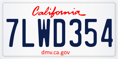 CA license plate 7LWD354