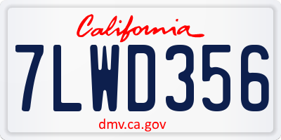CA license plate 7LWD356