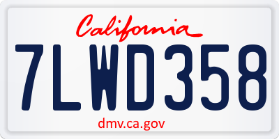 CA license plate 7LWD358