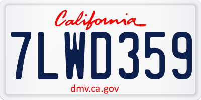 CA license plate 7LWD359