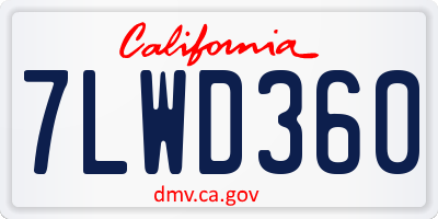 CA license plate 7LWD360