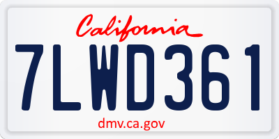CA license plate 7LWD361