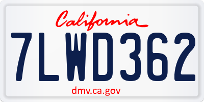 CA license plate 7LWD362