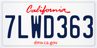CA license plate 7LWD363