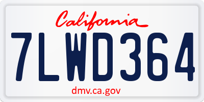 CA license plate 7LWD364