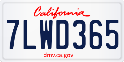 CA license plate 7LWD365