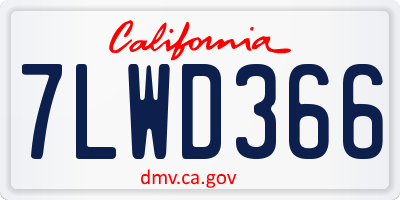CA license plate 7LWD366