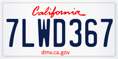 CA license plate 7LWD367