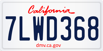 CA license plate 7LWD368