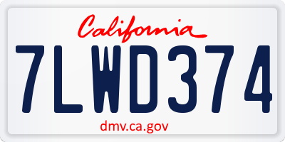 CA license plate 7LWD374