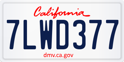 CA license plate 7LWD377