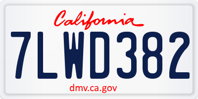CA license plate 7LWD382