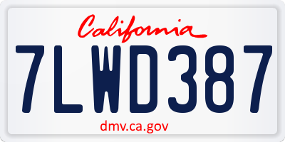 CA license plate 7LWD387