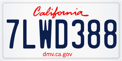 CA license plate 7LWD388
