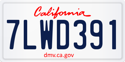 CA license plate 7LWD391