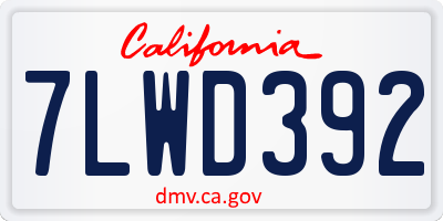 CA license plate 7LWD392