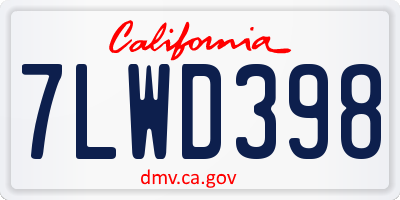 CA license plate 7LWD398