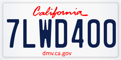 CA license plate 7LWD400