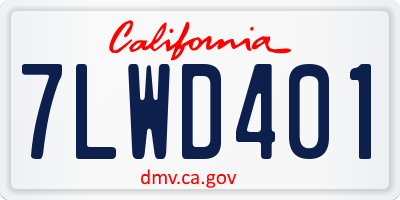 CA license plate 7LWD401
