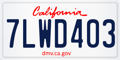 CA license plate 7LWD403