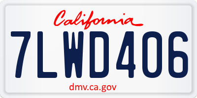 CA license plate 7LWD406