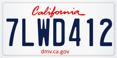 CA license plate 7LWD412