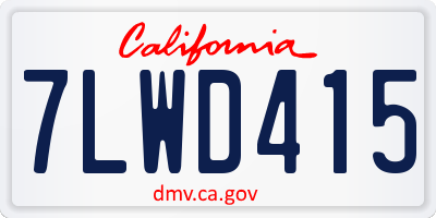 CA license plate 7LWD415