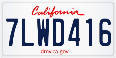 CA license plate 7LWD416