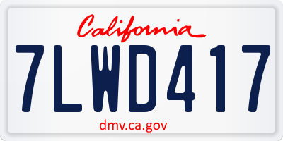 CA license plate 7LWD417