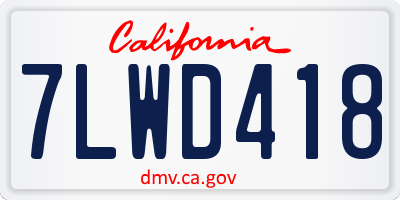 CA license plate 7LWD418