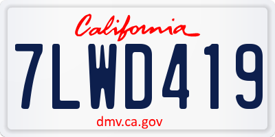 CA license plate 7LWD419