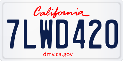 CA license plate 7LWD420