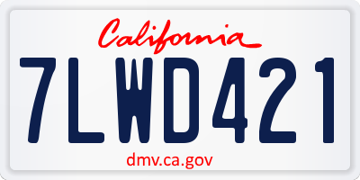 CA license plate 7LWD421