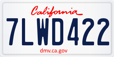 CA license plate 7LWD422