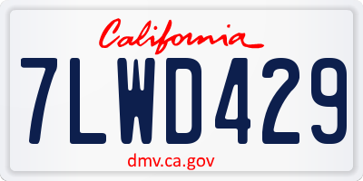 CA license plate 7LWD429