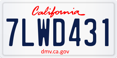 CA license plate 7LWD431