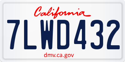 CA license plate 7LWD432