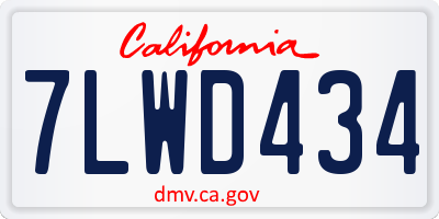 CA license plate 7LWD434
