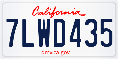 CA license plate 7LWD435