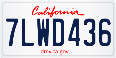CA license plate 7LWD436