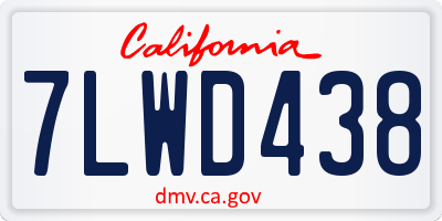 CA license plate 7LWD438